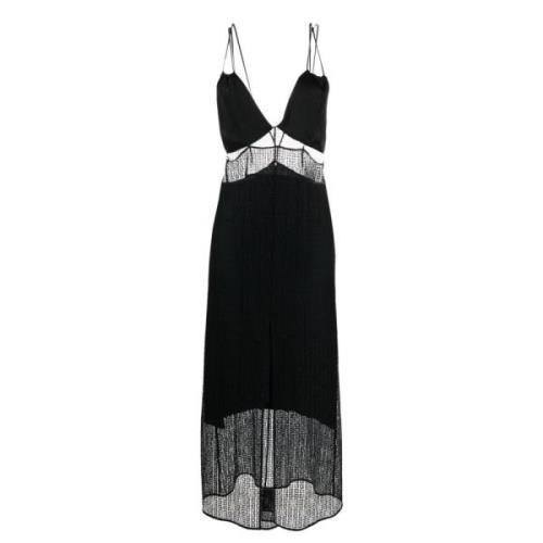 Givenchy 4G Motif Semi Sheer Maxi Klänning Black, Dam