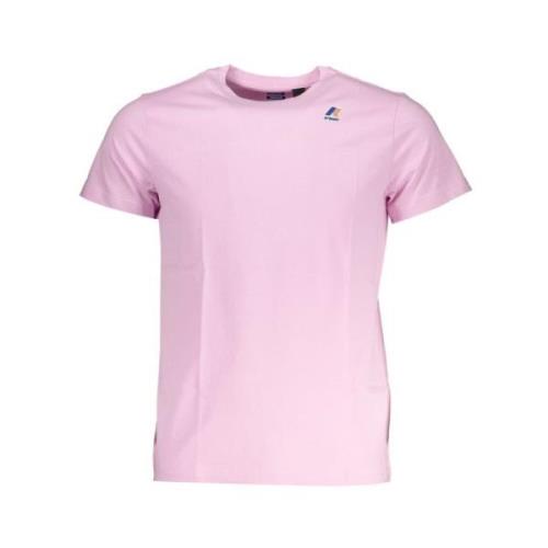 K-Way Bomull T-shirt med Print Logo Pink, Herr