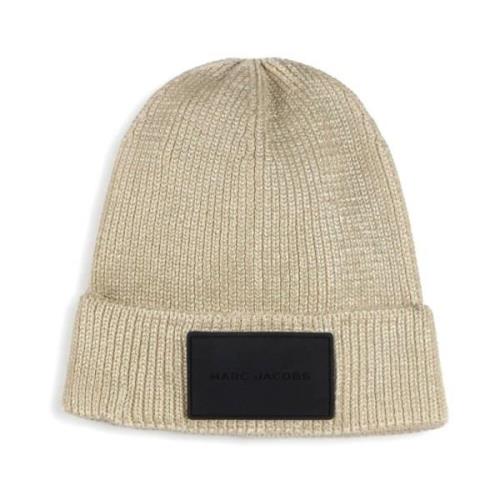 Marc Jacobs Barn Beige Räfflad Bomull Beanie Mössa Beige, Dam