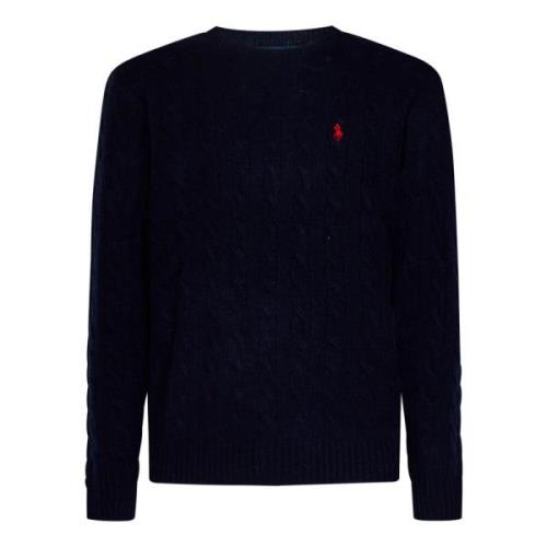 Polo Ralph Lauren Blå Cable Knit Tröja med Pony Broderi Blue, Herr