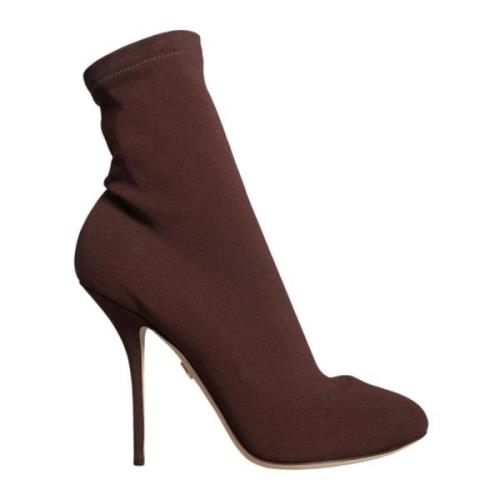 Dolce & Gabbana Brun Stilettohäl Ankelboots Läder Brown, Dam