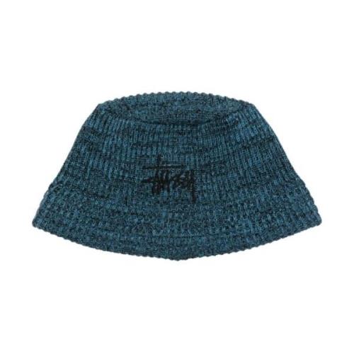 Stüssy Blå Stickad Bomull Logo Hatt Blue, Herr