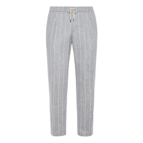 Boggi Milano Stadbyxor i Pinstripe Flanell Gray, Herr