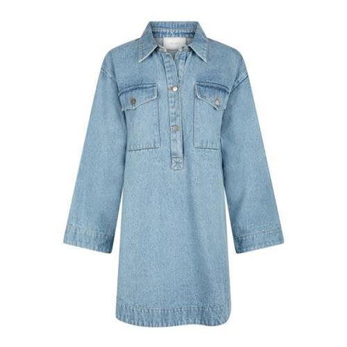 Neo Noir Denim Klänning Smoke Blue Oversized Blue, Dam