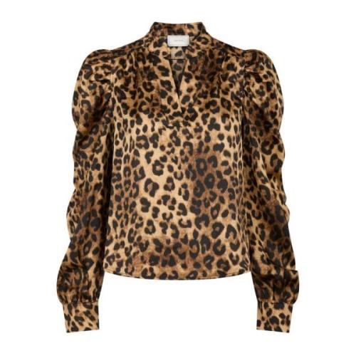 Neo Noir Leopardmönstrad Blus Rosslyn Stil Brown, Dam