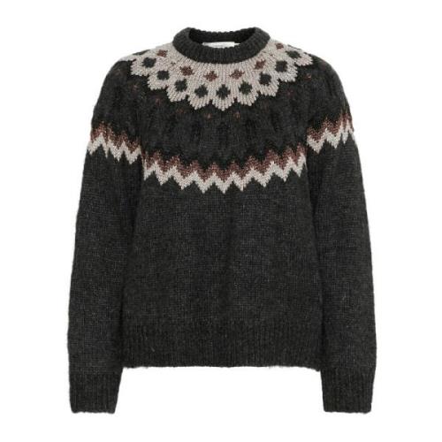 InWear Fair Isle Pullover Tröja Mörkgrå Gray, Dam