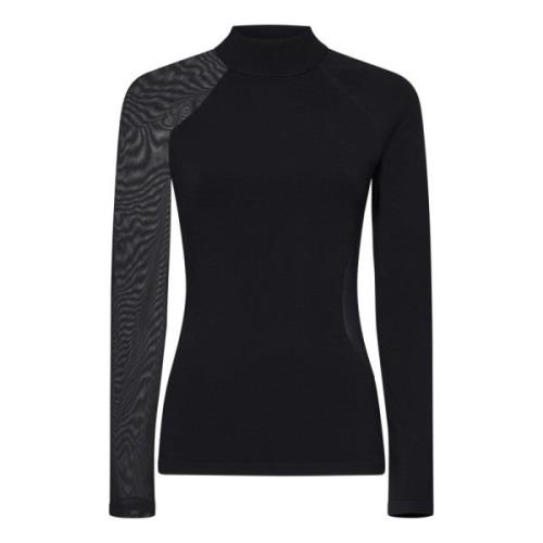 Y-3 Svart Ribbad Turtleneck med Meshinsatser Black, Dam