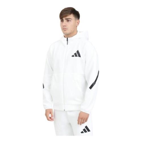 Adidas Vit Dragkedja Tröja Z.n.e. Stil White, Herr