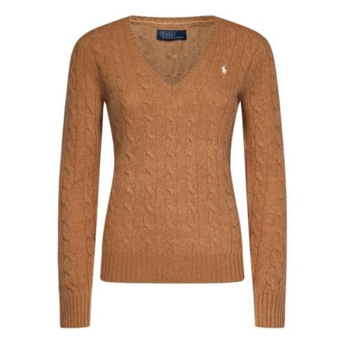 Ralph Lauren Lyxig Brun Cable-Knit Tröja för Kvinnor Brown, Dam