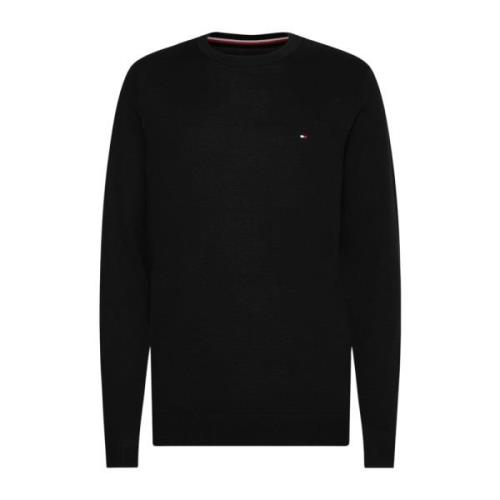 Tommy Hilfiger Rundhalsad Stickad Tröja Black, Herr