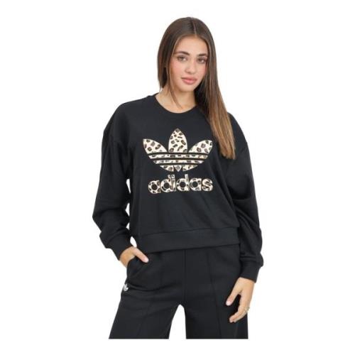 Adidas Originals Leopard Crewneck Sweater Svart Kvinnor Black, Dam