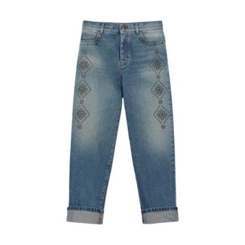 Max Mara Weekend Stiliga broderade straight leg jeans Blue, Dam