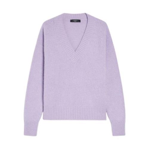 Max Mara Weekend Alpaca Blend V-Neck Sweater Purple, Dam