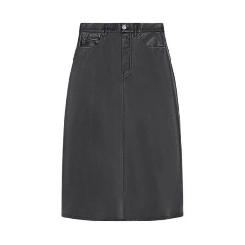 Max Mara Weekend Fejk läder midi kjol Black, Dam