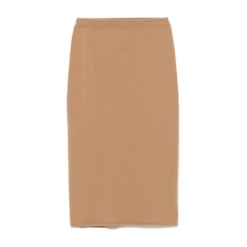 Nude Stickad Midi Kjol Kamel Brun Brown, Dam