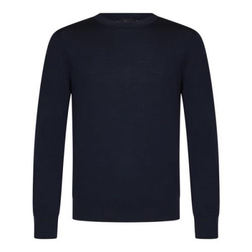 Brioni Navy Blue Wool Knit Crewneck Sweater Blue, Herr