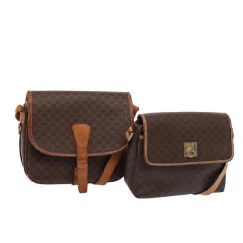 Celine Vintage Pre-owned Canvas axelremsvskor Brown, Dam