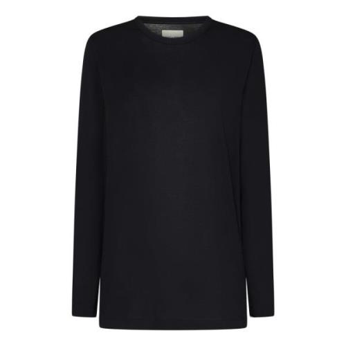 Khaite Svart Crewneck Topwear Aw24 Black, Dam