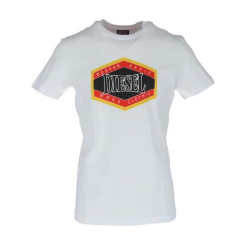 Diesel Kortärmad bomullst-shirt White, Herr