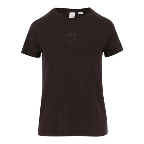 Pinko Broderad Logotyp Svart Bomull T-shirt Black, Dam