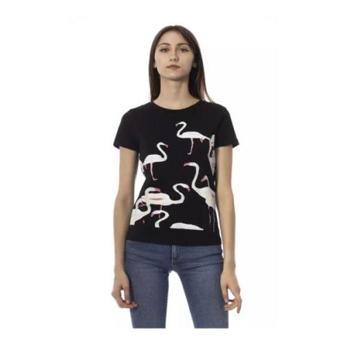 Trussardi Flamingo Print Svart T-shirt Black, Dam