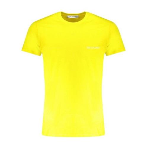 Trussardi Gul Bomull T-shirt Tryckt Design Yellow, Herr