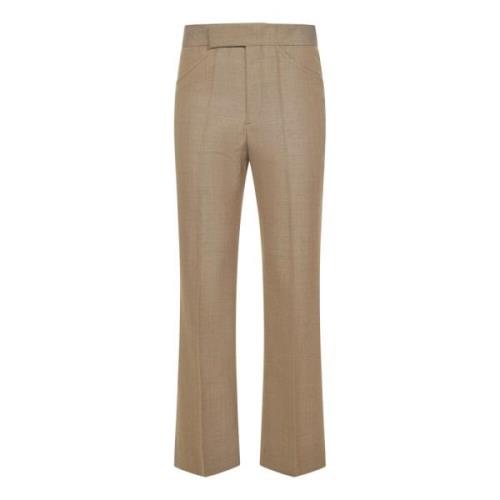 Victoria Beckham Beige Kort Flare Ullbyxor Beige, Dam