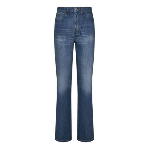 Victoria Beckham Blå High-Waisted Avslappnad Ben Jeans Blue, Dam