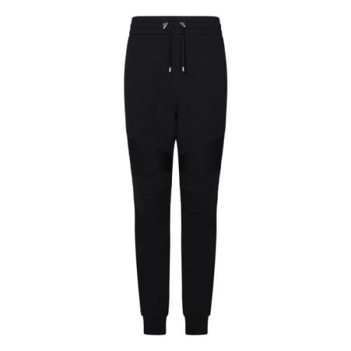 Balmain Svarta Bomullsjoggers med Ribbade Knän Black, Herr