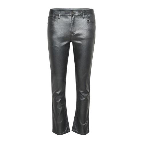 Kaffe Grå Glitter Twill Cropped Jeans Gray, Dam