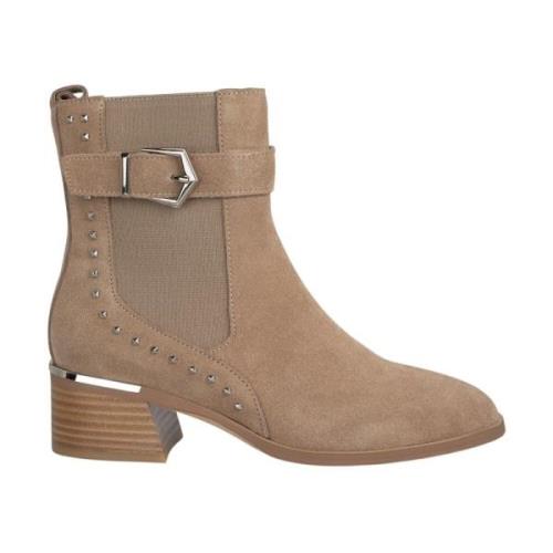 Alma EN Pena Platt ankelboot med nitar Beige, Dam