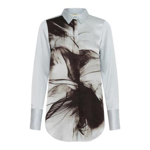 InWear Abstrakt Metallic Water Flower Skjorta White, Dam