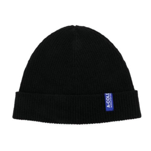 A-Cold-Wall Svart Ull Ribbad Logga Beanie Mössa Black, Herr