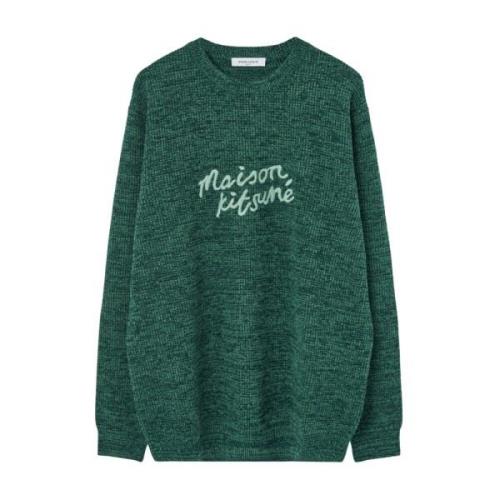 Maison Kitsuné Handskrivna Jersey Sweaters Green, Herr