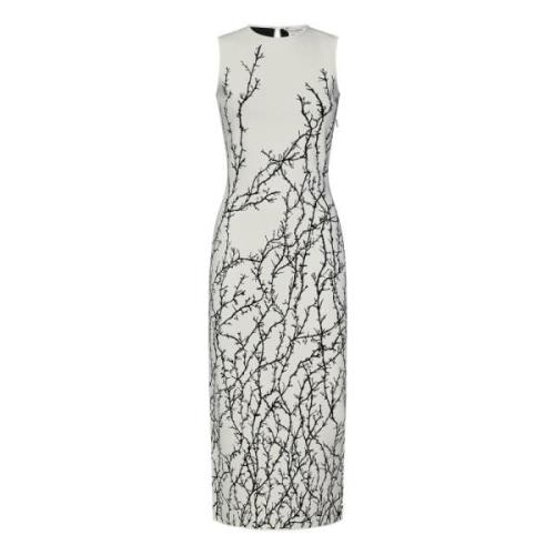 Alexander McQueen Vit Törn Grenar Midi Klänning White, Dam