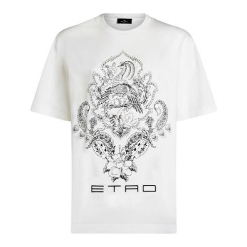 Etro Vit Blommig Oversized T-shirt White, Dam