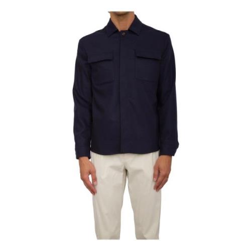 Eleventy Blå Overshirt Jacka Blue, Herr