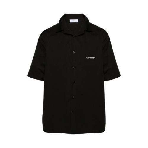 Off White Svart Bomull Poplin Camp Krage Skjorta Black, Herr