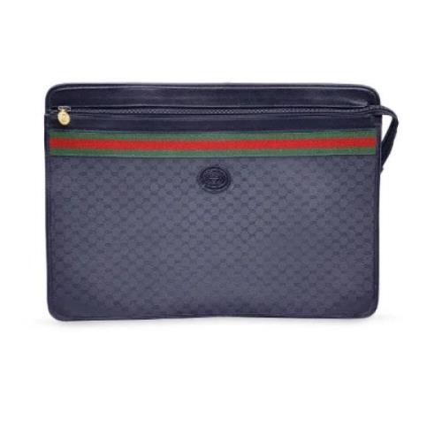 Gucci Vintage Pre-owned Canvas kuvertvskor Blue, Dam