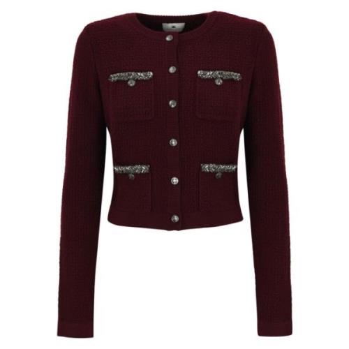 Elisabetta Franchi Boucle Cardigan med smyckedetaljer Red, Dam