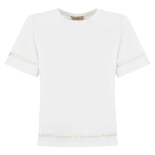 Twinset Broderad bomull T-shirt och Polo White, Dam