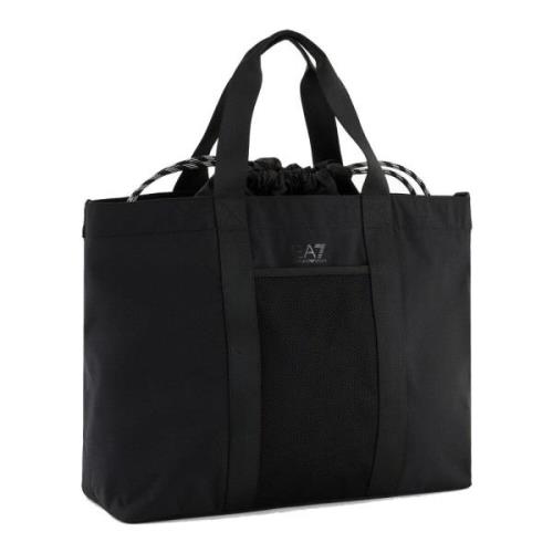 Armani Front Logo Axelväska Svart Polyester Black, Dam