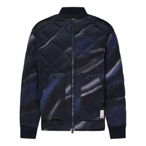 Emporio Armani Blå Quiltad Bomberjacka Blue, Herr