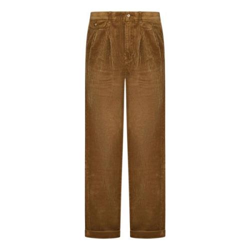 Polo Ralph Lauren Brun Chino Byxor med Dubbel Veck Brown, Herr