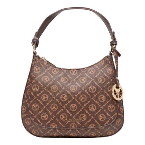 Carlo Colucci Del Rosso Logo Print Hobo Väska Brown, Dam