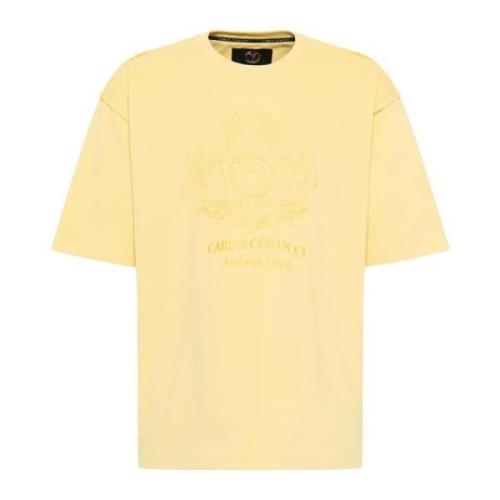 Carlo Colucci Oversize Broderad T-shirt De Bortoli Yellow, Herr