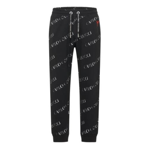 Carlo Colucci Davare Sweatpants med Texttryck Black, Herr