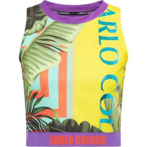 Carlo Colucci Färgglad Tryckt Racer Top Multicolor, Dam