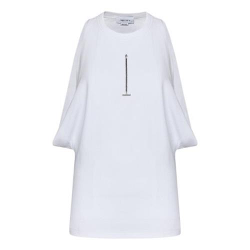 Alexander McQueen Vit Crewneck Ärmlös Topp med T-Bar Kedja White, Dam