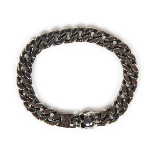 Alexander McQueen Skull Bijoux Silver Hummerlås Halsband Gray, Herr